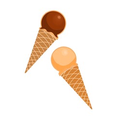 Colorful Ice cream cone icon, logo. Summer food illustration 