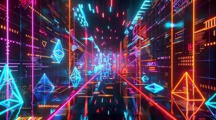 Obraz premium A futuristic cryptocurrency market scene