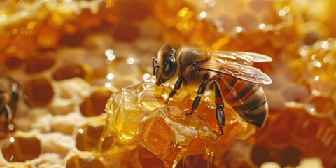 closeup of bee honey comb