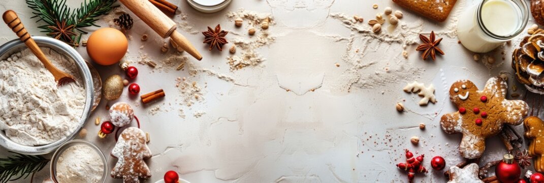 christmas bakery background with copy space