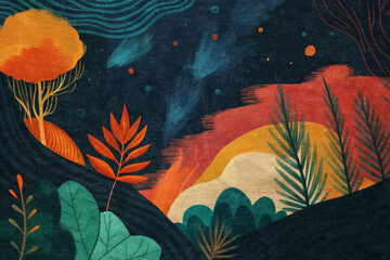 Authentic Grain Vibes background, background hand drawn floral grain texture