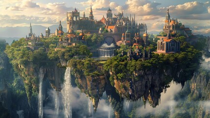 Fototapeta premium Long shot of a whimsical fantasy world