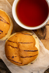 sweet dessert for tea with soft chocolate filling
