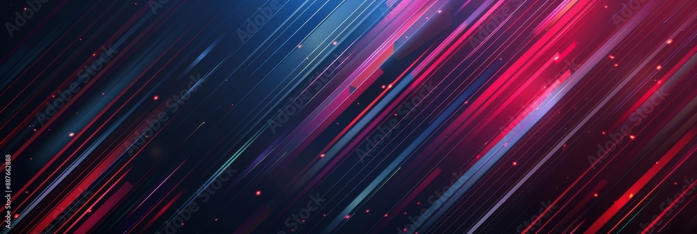 Poster abstract background with blue and red gradients, geometric shapes and diagonal lines