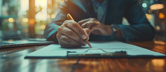 Close-Up of Hand Signing a Document