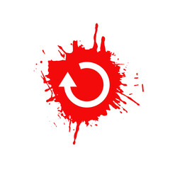 Update Symbol in weiß auf rotem Farbklecks