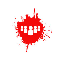 Gruppe Symbol in weiß auf rotem Farbklecks