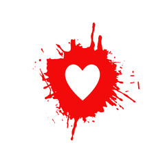 Herz Symbol in weiß auf rotem Farbklecks