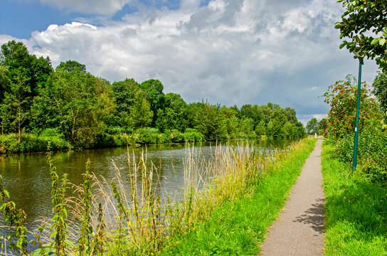 Footpath along the former course of the river Rhine near Woerden, The Netherlands