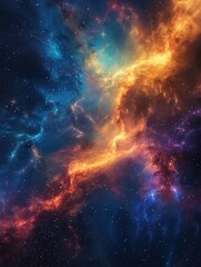 Obraz premium Abstract Space Nebula With Red and Blue Colors