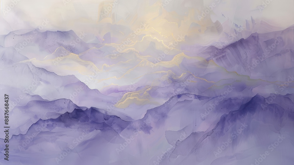 Poster Abstract design with lavender and pale gold reminiscent of clouds at dawn background