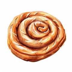 Fototapeta premium Deliciously Detailed Cinnamon Roll Dessert Illustration on White Background