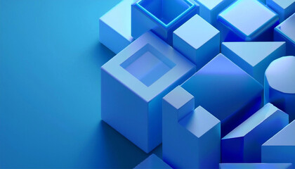 Abstract Background with 3d blue geometric, 3d render