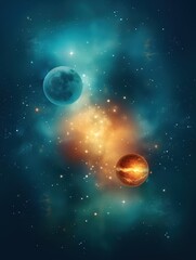 Obraz premium Two Planets in a Starry Nebula
