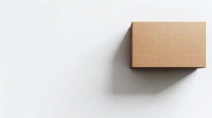 Single cardboard box mockup, crisp shadow on white background, isolated, high-resolution, photorealistic detail, minimalist design