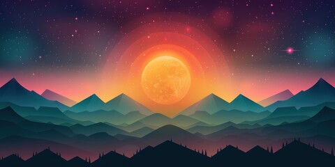 Fototapeta premium Abstract Mountain Sunset