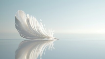 Obraz premium Soft white feathers intertwined, set against a tranquil backdrop, symbolizing calmness and hope