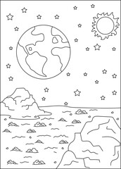 land space coloring book page