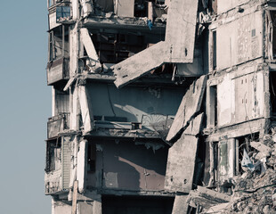 destroyed building in a city lost in the war in Ukraine