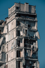 destroyed building in a city lost in the war in Ukraine