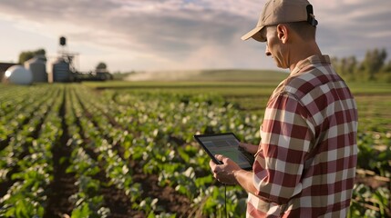 Farmers using GPS/GNSS Technology for accurate field mapping and machinery guidance in a smart agricultural setting