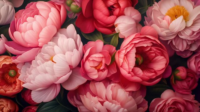 Vibrant red peonies in full bloom against a dark vintage backdrop.