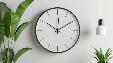 A clean, minimalist classroom clock with a simple design, placed on a plain wall