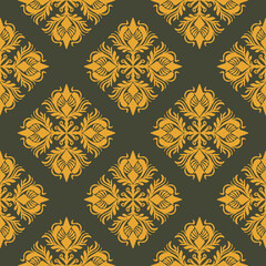 Damask pattern vector Perfect for bed sheets, carpets, and wallpapers, the seamless, vintage patterns add a touch of classic luxury to any fabric.