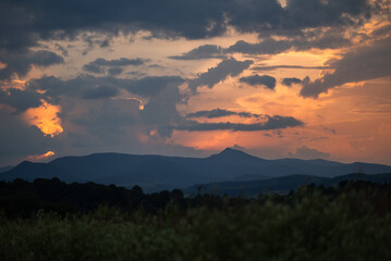 Summer sunset in the mountains