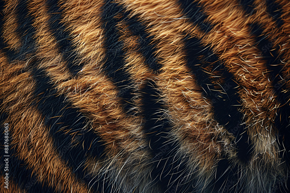 Poster a seamless pattern of tiger skin with black stripes, showcasing the intricate details and textures o
