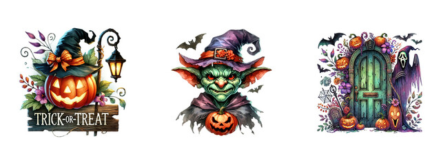 Watercolor Halloween clipart 