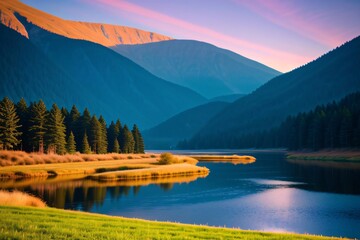 A pristine lake reflects snow-capped Canadian mountains under a bright summer sky