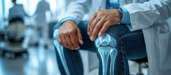 Fototapeta premium Doctor Examining Knee X-ray