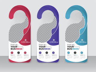 Corporate modern door hanger design template and door hanging