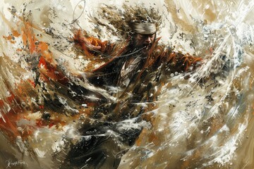 Abstract fire and smoke figure dramatic and powerful digital illustration