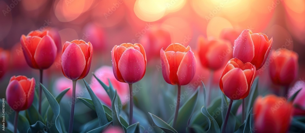 Poster Sunset Tulips in a Field of Blooms