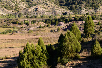 Fototapeta premium PUENTE VIEJO EN LA VIA VERDE DE OJOS NEGROS. ESPAÑA