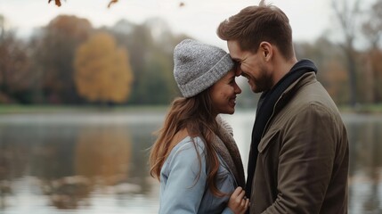 Fototapeta premium a surprise proposal, emotional moment, public park