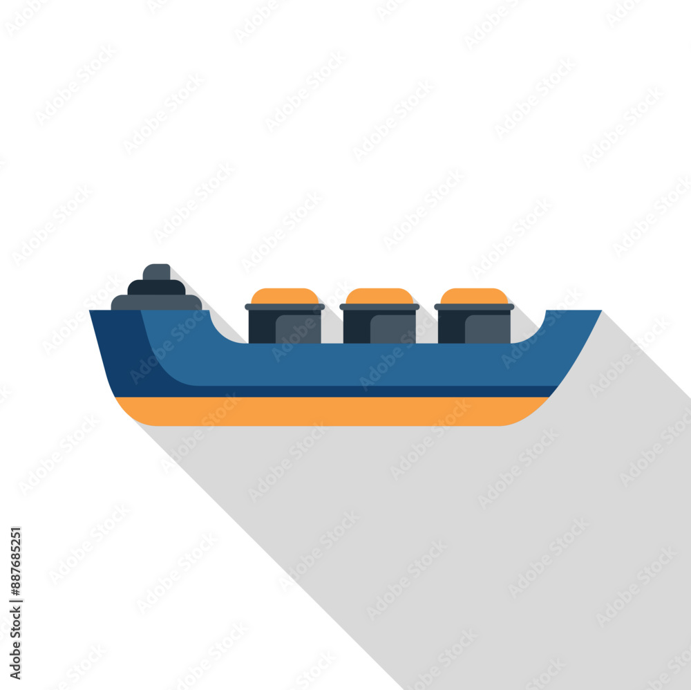 Wall mural dry cargo ship carrying freight containers across ocean, global shipping and logistics concept, flat