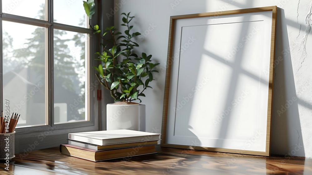 Poster modern minimalist interior with empty frame