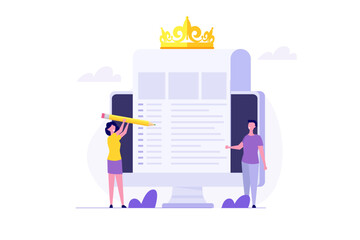 Content is King, Content strategy for marketing concept.  SEO search engine optimization.