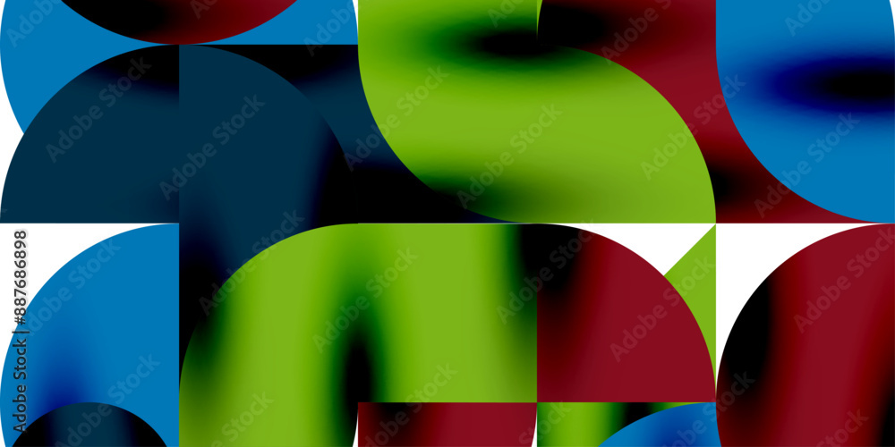 Poster tech minimal circular shapes geometric art. vector modern circles