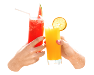 Cocktail toast png, orange, watermelon, transparent background