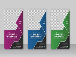 Corporate modern door hanger design template and door hanging