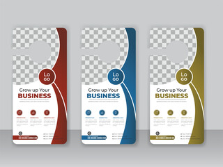 Corporate modern door hanger design template and door hanging