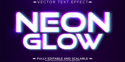  Neon light text effect, editable 80s and shiny customizable font style