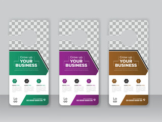 Corporate modern door hanger design template and door hanging