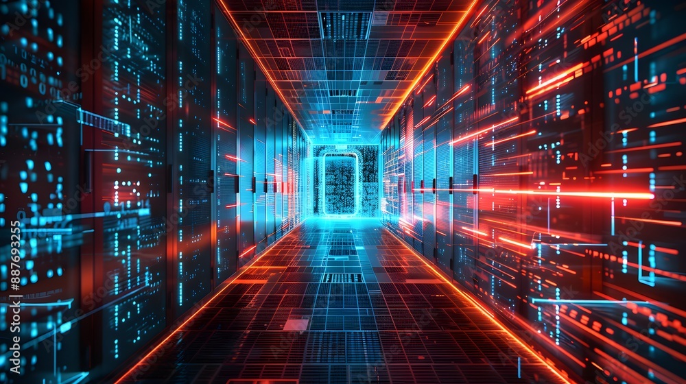 Poster a secure digital vault with layers of encryption, firewalls, and security personnel monitoring syste