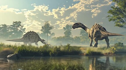 A scene from the dinosaur era, Take the video going around the object