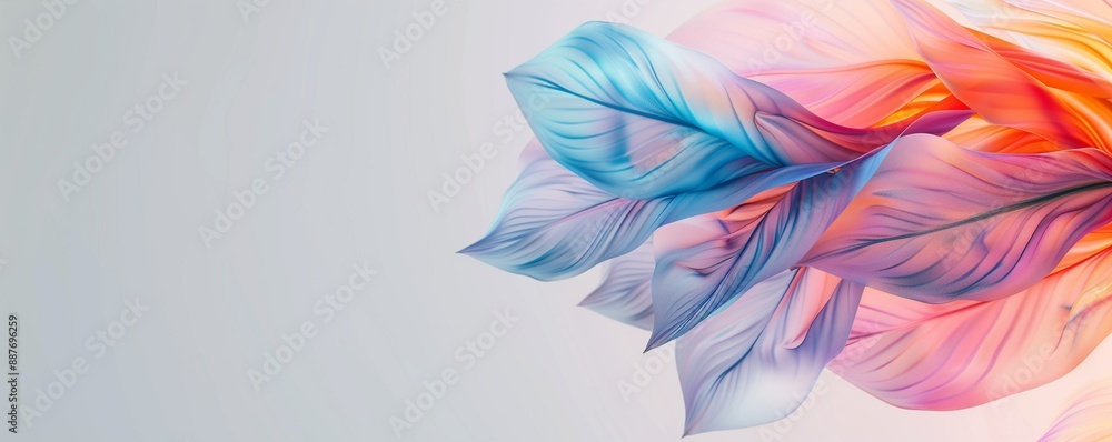 Aufkleber abstract background in rainbow colors from leaf, feather, flower. pearl shimmer. lines and waves. ba
